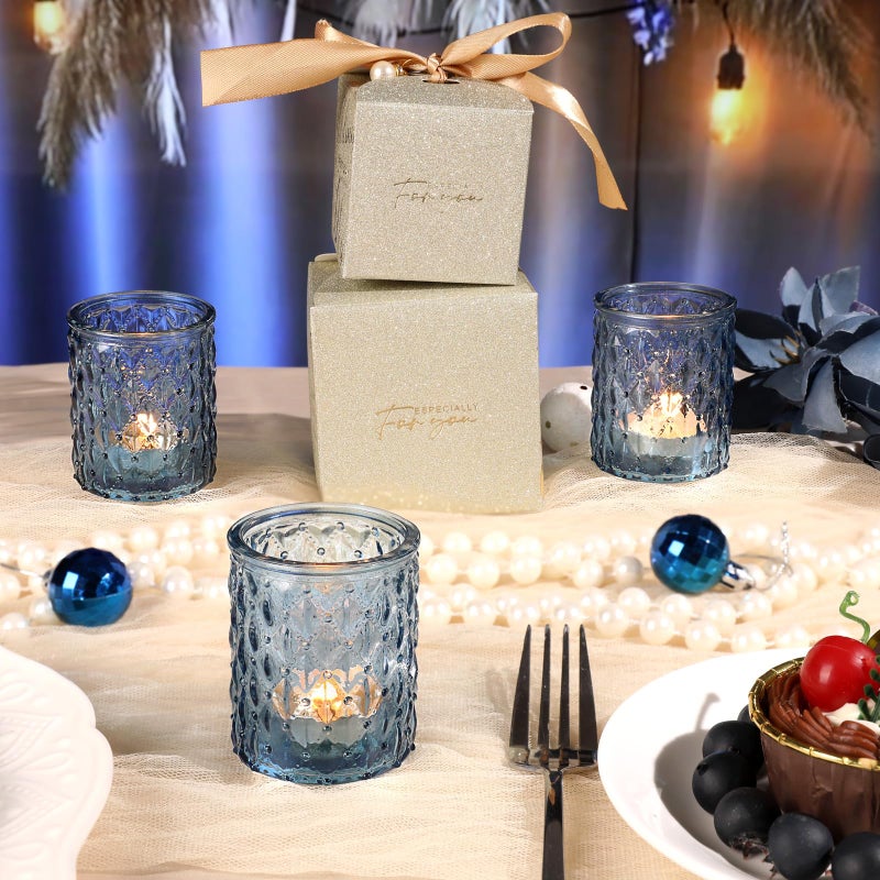 NITIME 36pcs Blue Votive Candle Holders-Glass Candle Holder for Wedding Decor, Tea Light Candle Holders for Centerpiece Table Decorations, Home Decor and Party Decor - Image 5